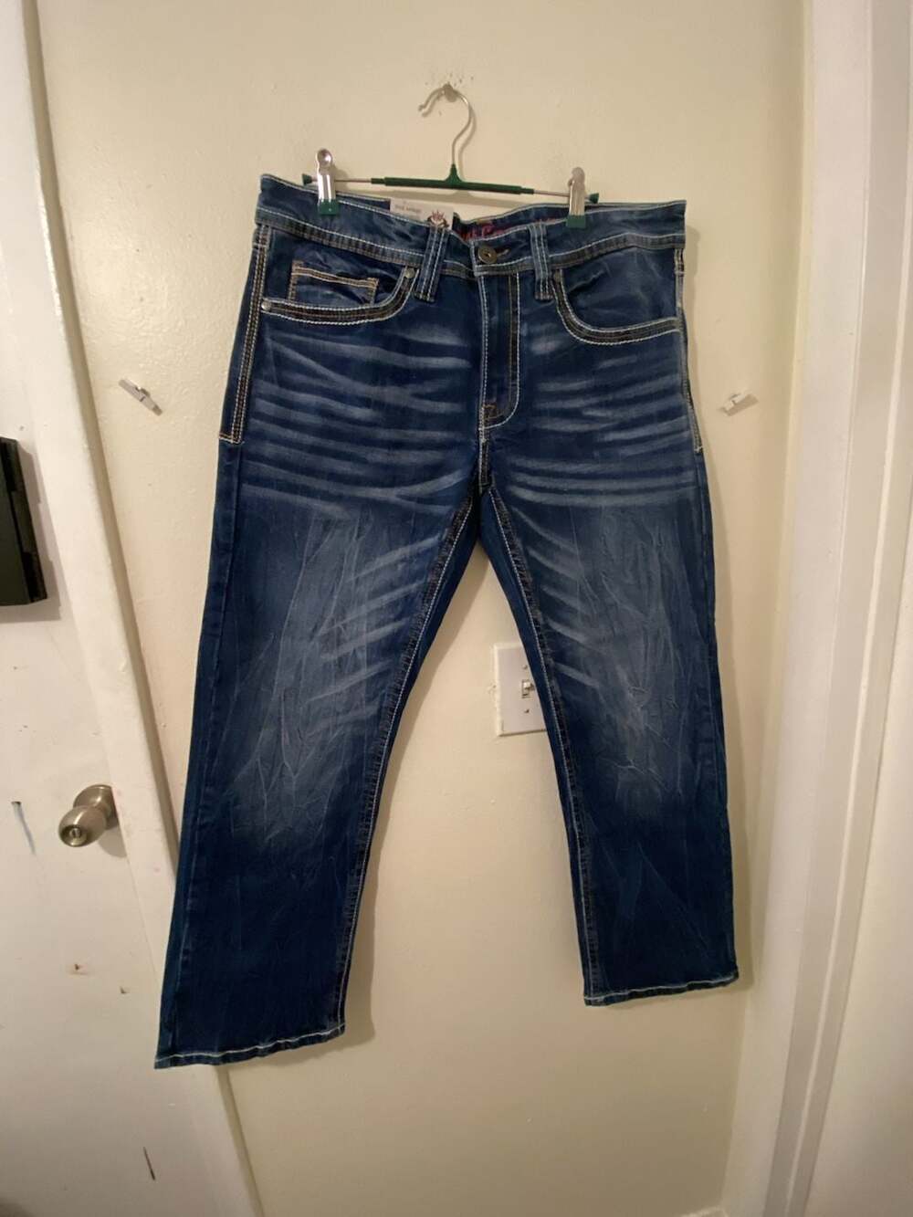 Axe & Crown Classic Straight Jeans Size 33x30 Blue Denim Embroidered